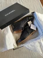 Chanel lace up fan tweed schoenen 37.5, Verzenden, Zwart, Sneakers of Gympen, Gedragen