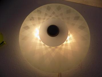 Lamp Vintage plafondlamp glazen schaal blauw tint glas   beschikbaar voor biedingen