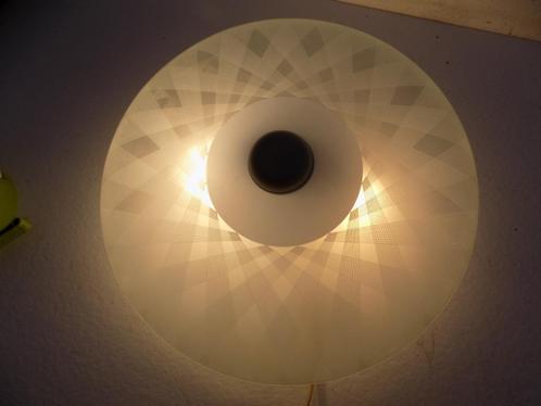 Lamp Vintage plafondlamp glazen schaal blauw tint glas, Huis en Inrichting, Woonaccessoires | Overige, Zo goed als nieuw, Ophalen