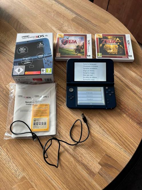 New 3DS XL metallic blue, Spelcomputers en Games, Spelcomputers | Nintendo 2DS en 3DS, Zo goed als nieuw, 3DS XL, Blauw, Met games