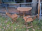 Leuk inklapbaar bistrosetje, Tuin en Terras, Tuinsets en Loungesets, Ophalen, Gebruikt, Hout, 2 zitplaatsen