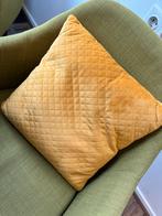 Okergeel Velours Kussen 40x40cm - Afneembare Hoes, Ophalen of Verzenden, Nieuw, Geel, Vierkant