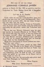 Jansen Johannes 1925 Goirle 1947 Tasik Malaja Java, Ophalen of Verzenden, Bidprentje