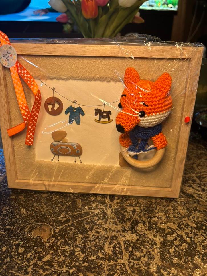 Gehaakt pakketje vos, Kinderen en Baby's, Kraamcadeaus en Geboorteborden, Nieuw, Kraamcadeau, Verzenden