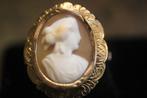 Antieke franse gouden camee ring schelp cameo, Ophalen of Verzenden, Goud, Ring