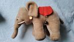 Oud retro knuffel Olifant stroo Mohair Teddy original Herman, Ophalen of Verzenden