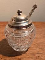 Antieke Engelse jampot kristal met zilver, Ophalen of Verzenden, Zilver