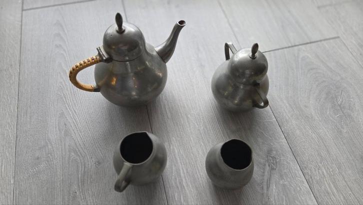 Antieke tinnen thee servies set, Antiek en Kunst, Antiek | Tin, Ophalen of Verzenden