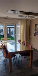 Eiken eettafel met glasplaat 240x100, Ophalen, Glas, 200 cm of meer, 50 tot 100 cm