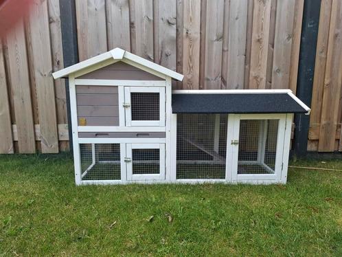 Rabbit Avoriaz - Konijnenhok - 147x53x85 cm - Grijs/ white w, Dieren en Toebehoren, Knaagdieren en Konijnen | Hokken en Kooien