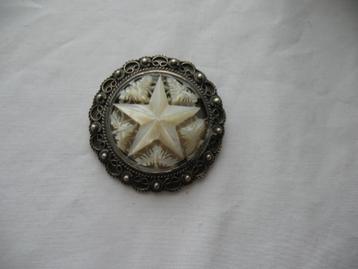 Antiek Hanger of Broche MOTHER of PEARL Jeruzalem Zilver 100 beschikbaar voor biedingen