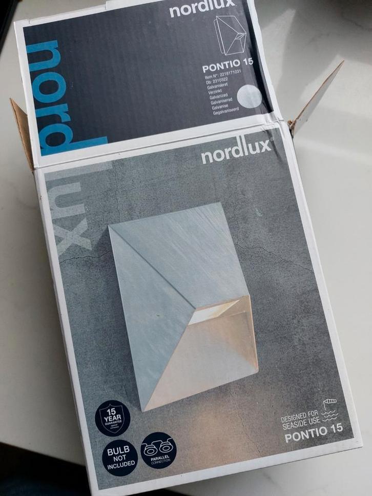 Nordlux Pontio 15, Tuin en Terras, Buitenverlichting, Nieuw, Wandlamp, Zink, 50 tot 250 watt, Netvoeding, Waterbestendig, Ophalen of Verzenden