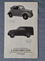 Leaflet FIAT 500B Cabriolet / Bestelwagen - NL, Ophalen of Verzenden, Overige merken