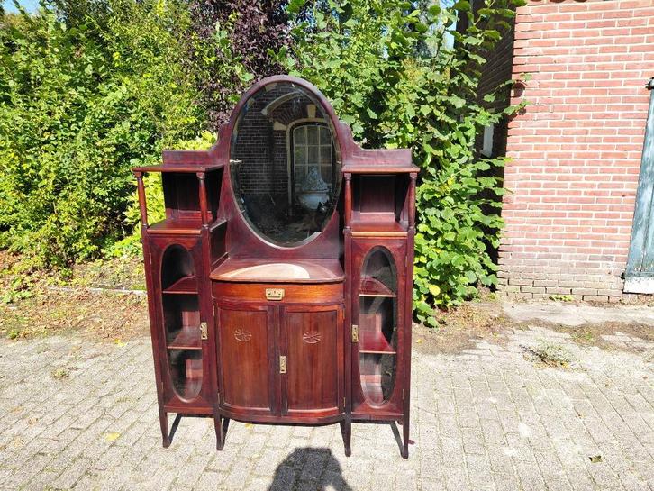 Art Deco mahonie spiegelbonheur ca. 1925., Antiek en Kunst, Curiosa en Brocante, Ophalen