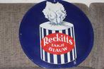 emaille rond bord RECKITTS ZAKJE BLAUW, Ophalen of Verzenden
