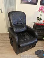Comfortabele zwarte lederen relaxfauteuil sta op stoel, Ophalen, Gebruikt, Minder dan 75 cm, Leer