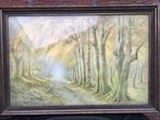 Oud Schilderij Langs de Lindenlaan, Antiek en Kunst, Kunst | Schilderijen | Klassiek, Ophalen of Verzenden