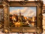Prachtige olieverf stadsgezicht schilderij, Antiek en Kunst, Ophalen of Verzenden