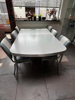 Retro tafelset – 50’s stijl – 1 tafel + 6 stoelen, Huis en Inrichting, Tafels | Eettafels, Ophalen, Kunststof, Gebruikt, 100 tot 150 cm