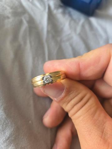 Gouden Herenring 20 karaat met Diamant 0.30ct beschikbaar voor biedingen