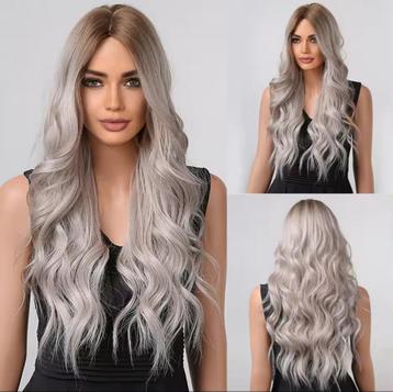 Grijs blonde lange pruik uitverkoop op is op beschikbaar voor biedingen