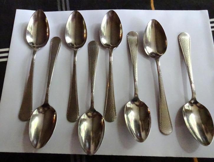 8 Gero Zilmeta 294 Hamerslag(Kruidnagel) desert lepels 17.5, Antiek en Kunst, Antiek | Bestek, Verzenden