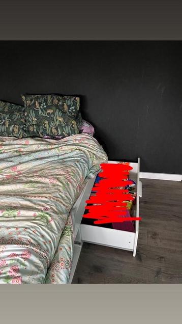 Ikea Brimnes Bedframe met opberglades, matras en topper! - afbeelding 5