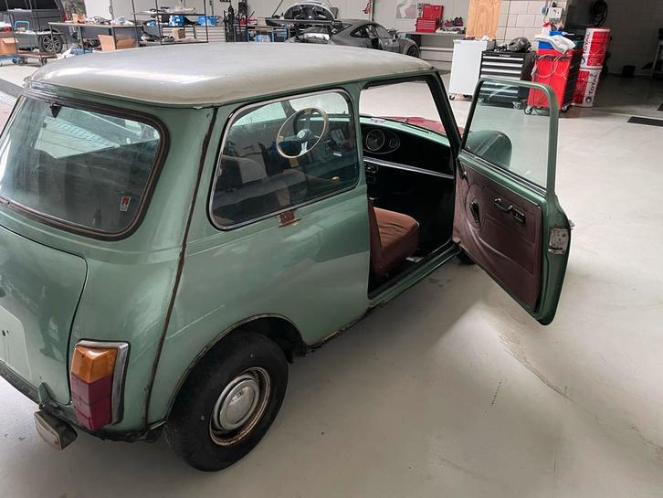 Austin Mini 1000 Restauratieproject, Auto's, Oldtimers, Particulier, Mini, Benzine, Overige carrosserieën, Handgeschakeld, Groen