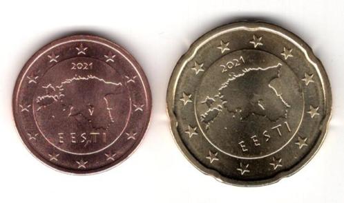 2 en 20 Eurocent Estland 2021 - UNC, Postzegels en Munten, Munten | Europa | Euromunten, Setje, Overige waardes, Estland, Verzenden
