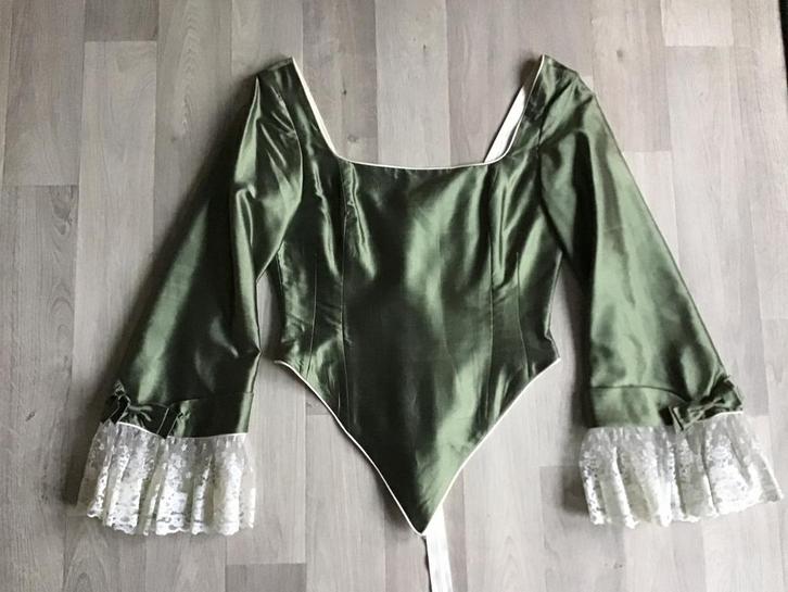 Zijden bovenstuk trouwjurk of castlefest, Kleding | Dames, Gelegenheidskleding, Zo goed als nieuw, Overige typen, Groen, Ophalen of Verzenden