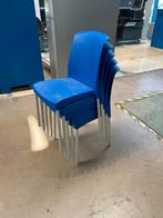 Stapelbare blauwe kantine stoelen, Ophalen, Gebruikt, Blauw, Metaal