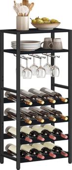 Wijnrek - Wijnkast - Metaal-Zwart - 50 x 24 x 100 cm-20 fles, Ophalen, 15 tot 25 flessen, Nieuw, Metaal