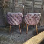 Bijzetstoel Eileen Chesterfield kuipje, fauteuil grijs leer, Huis en Inrichting, Ophalen, Twee, Chesterfield, Hout