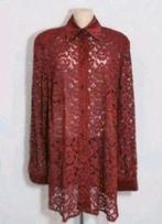 Lange donkerrode opengewerkte kanten blouse met lange mouwen, Verzenden, Nieuw, Maat 46/48 (XL) of groter, Rood