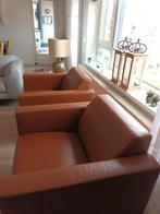 2 leren Fauteuils, Huis en Inrichting, Fauteuils, Ophalen, Minder dan 75 cm, Leer, Zo goed als nieuw