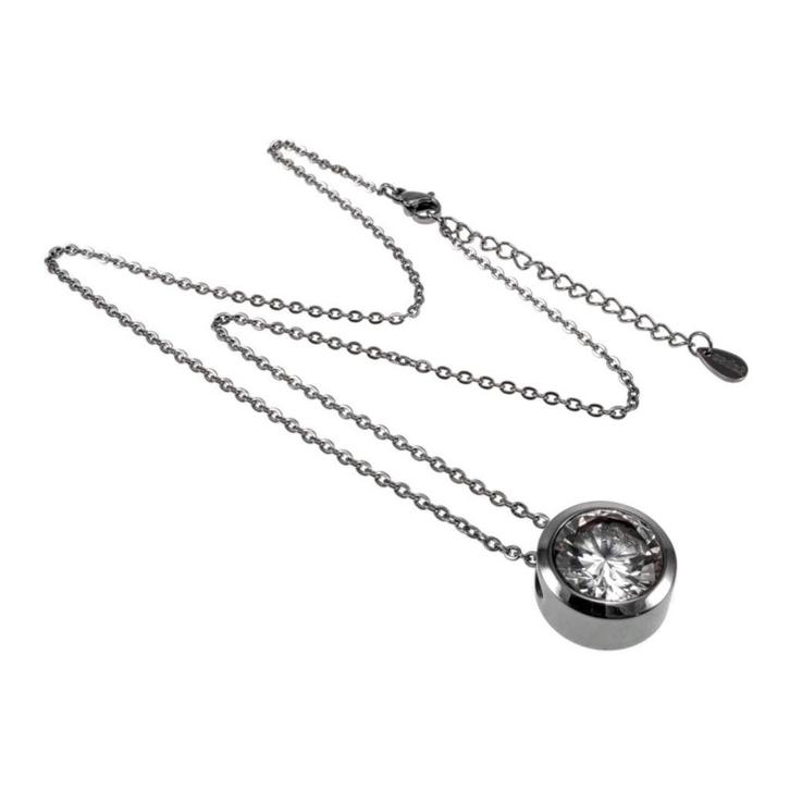 Ketting + Hanger Gepolijst RVS Kabelketting + Ronde Hanger +, Sieraden, Tassen en Uiterlijk, Kettingen, Nieuw, Overige materialen