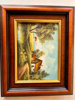 Schilderijtje met landschap in houten lijst, Ophalen