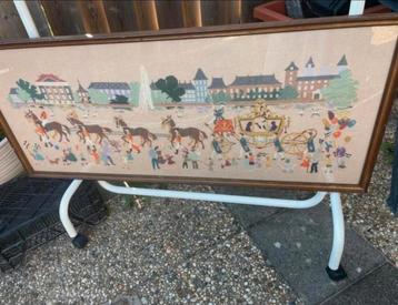 Vintage Borduurwerk Koninklijke Optocht (110x48cm) beschikbaar voor biedingen