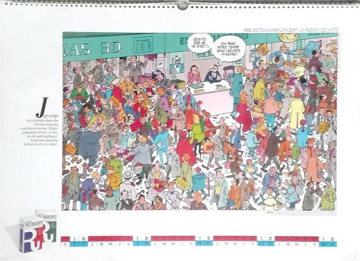 Yves Chaland+11 striptekenaars: Le Petit Robert-kalender1988, Boeken, Stripboeken, Nieuw, Eén stripboek, Ophalen of Verzenden