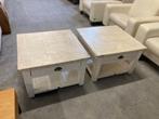 2 salontafels hout Riviera maison white wash SAMEN €125, Huis en Inrichting, Tafels | Salontafels, Gebruikt, 50 tot 100 cm, Vierkant