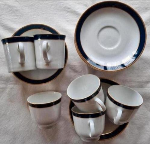 Douwe Egberts Winterling kopjes kobalt blauwe gouden schaal, Huis en Inrichting, Keuken | Servies, Zo goed als nieuw, Kop(pen) en/of Schotel(s)