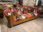 Multicolour chesterfield 3 Zit bank Patchwork leer Henley, Ophalen of Verzenden, Nieuw, 75 tot 100 cm, Leer