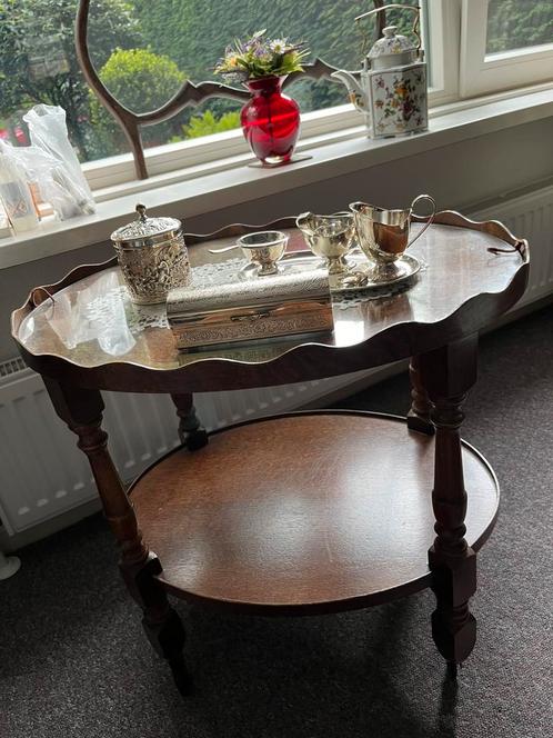 Antieke houten theewagen / bijzettafel met wieltjes, Antiek en Kunst, Antiek | Meubels | Tafels, Ophalen