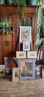 Verzameling olieverf,etsen,krijt/aquarel uit nalatenschap, Ophalen of Verzenden