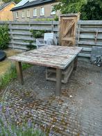 Grote tuintafel van steenschotten, Ophalen, Gebruikt, Rechthoekig, Hout
