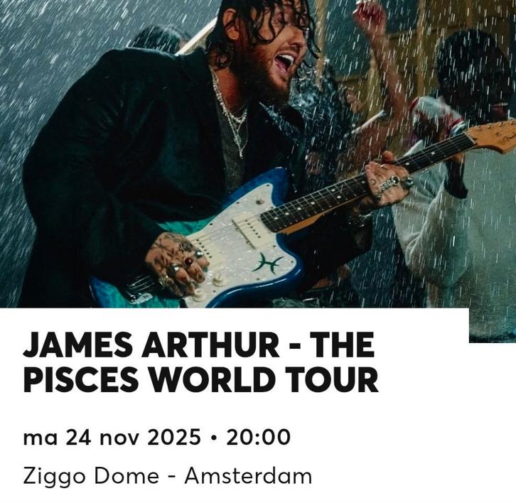 James Arthur - Ziggo Dome- 2 Zitplaatsen (24 Nov 2025), Tickets en Kaartjes, Concerten | Pop, Twee personen, November