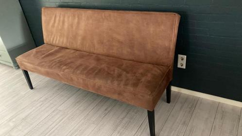 Eetkamerbank 3-zits 180cm bruin leer, Huis en Inrichting, Banken | Bankstellen, Gebruikt, Rechte bank, Driepersoons, 150 tot 200 cm