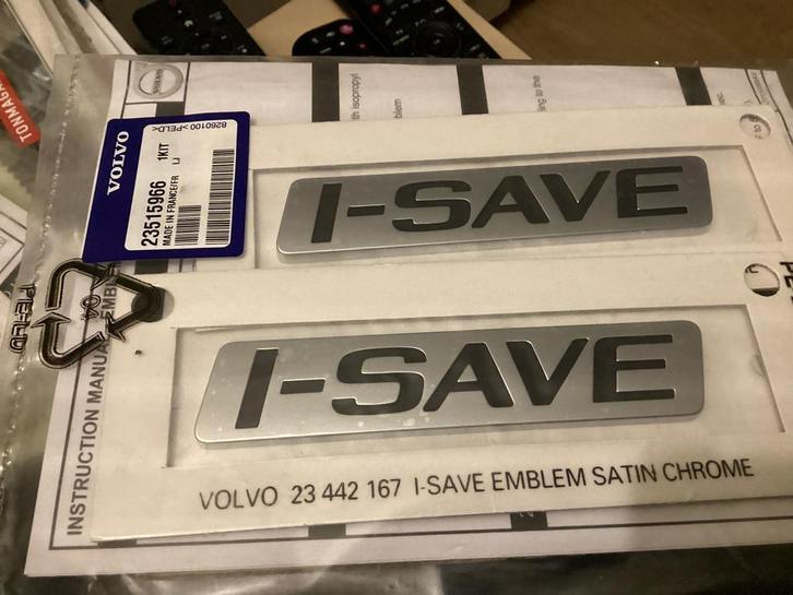 Volvo I-SAVE embleem, Auto-onderdelen, Klein materiaal, Volvo, Nieuw, Ophalen of Verzenden