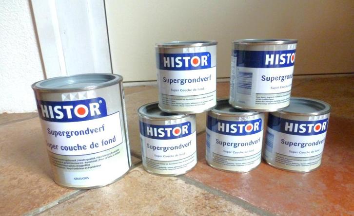 grondverf Histor, grijs,  1x 0,75 liter en 5 x 0,25 liter, Doe-het-zelf en Verbouw, Verf, Beits en Lak, Nieuw, Ophalen of Verzenden