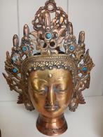 Antiek Boeddha Hoofd met Kroon, Antiek en Kunst, Ophalen of Verzenden